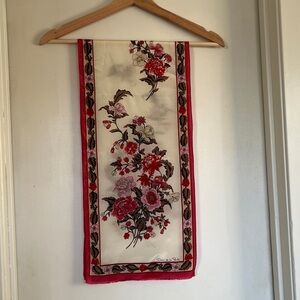 Vintage Oscar de la Renta Silk Floral Skinny Scarf